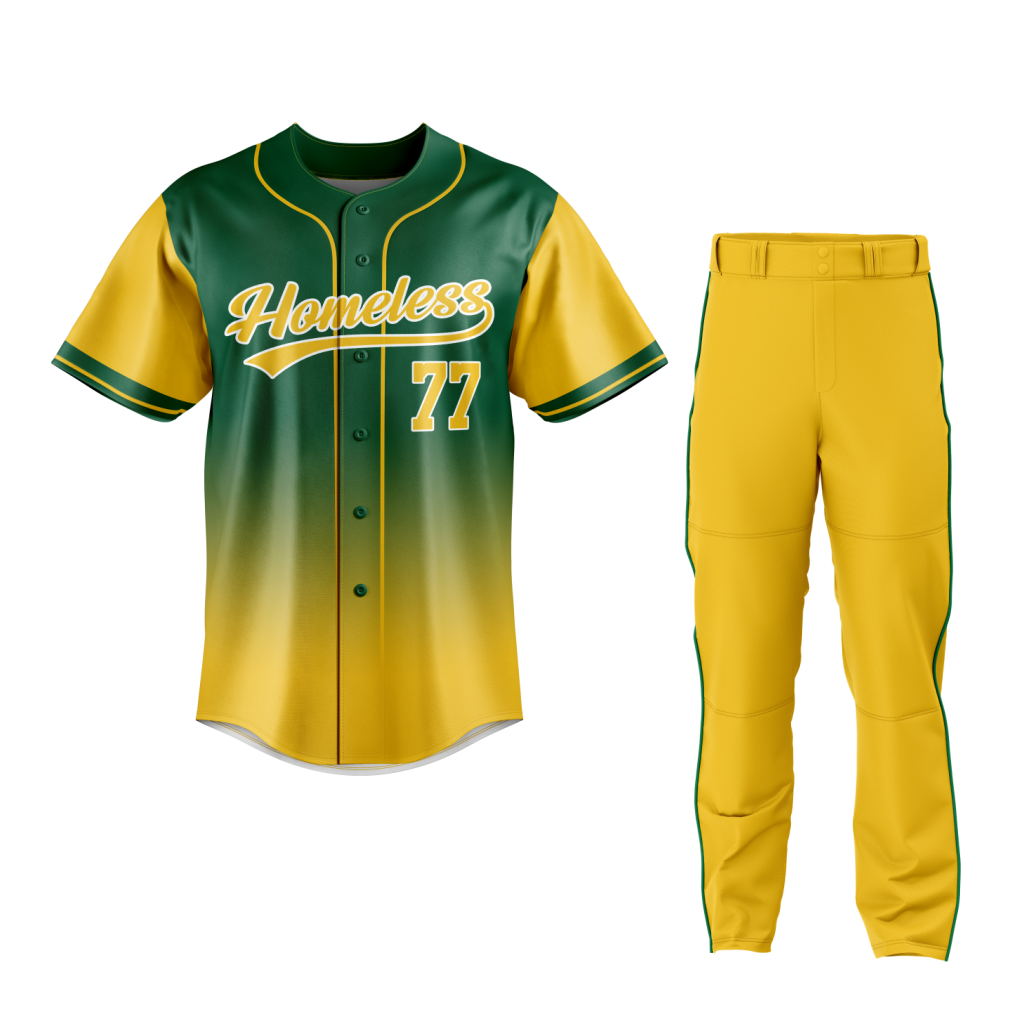 Baseball Uniform Green Yellow Fade