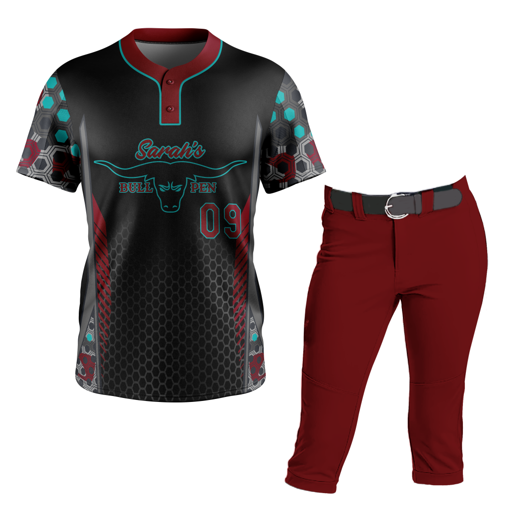 Softball Black Maroon Uniform