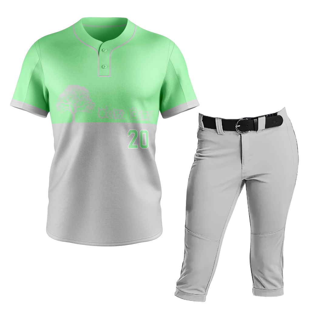 Softball Green Grey Uniform