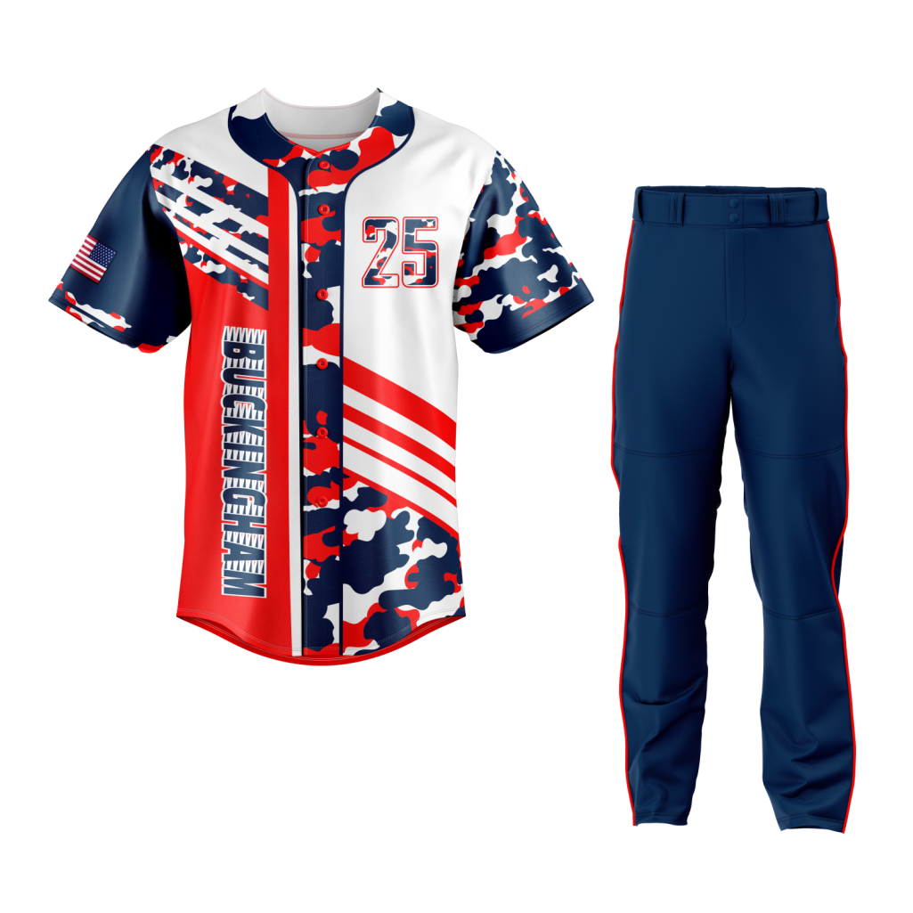Baseball Red Blue White Uniform